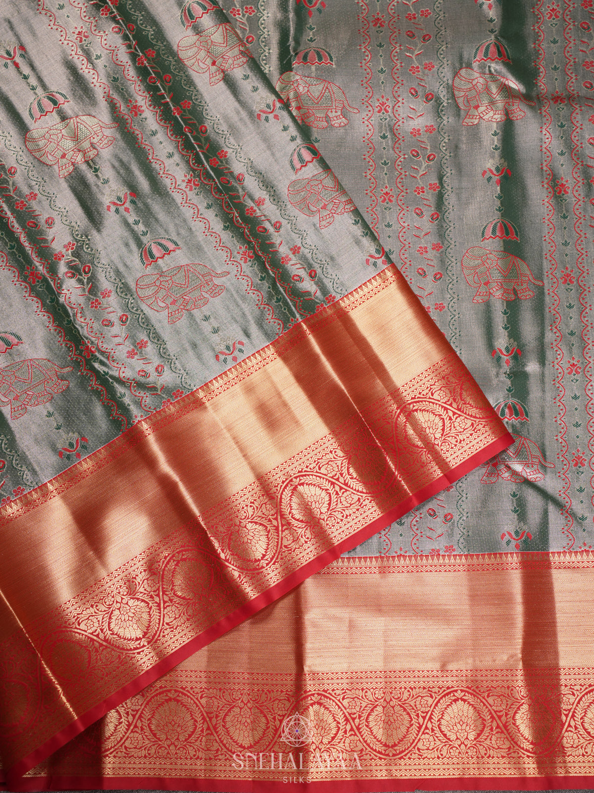 Teal Green Art Silk Sraee