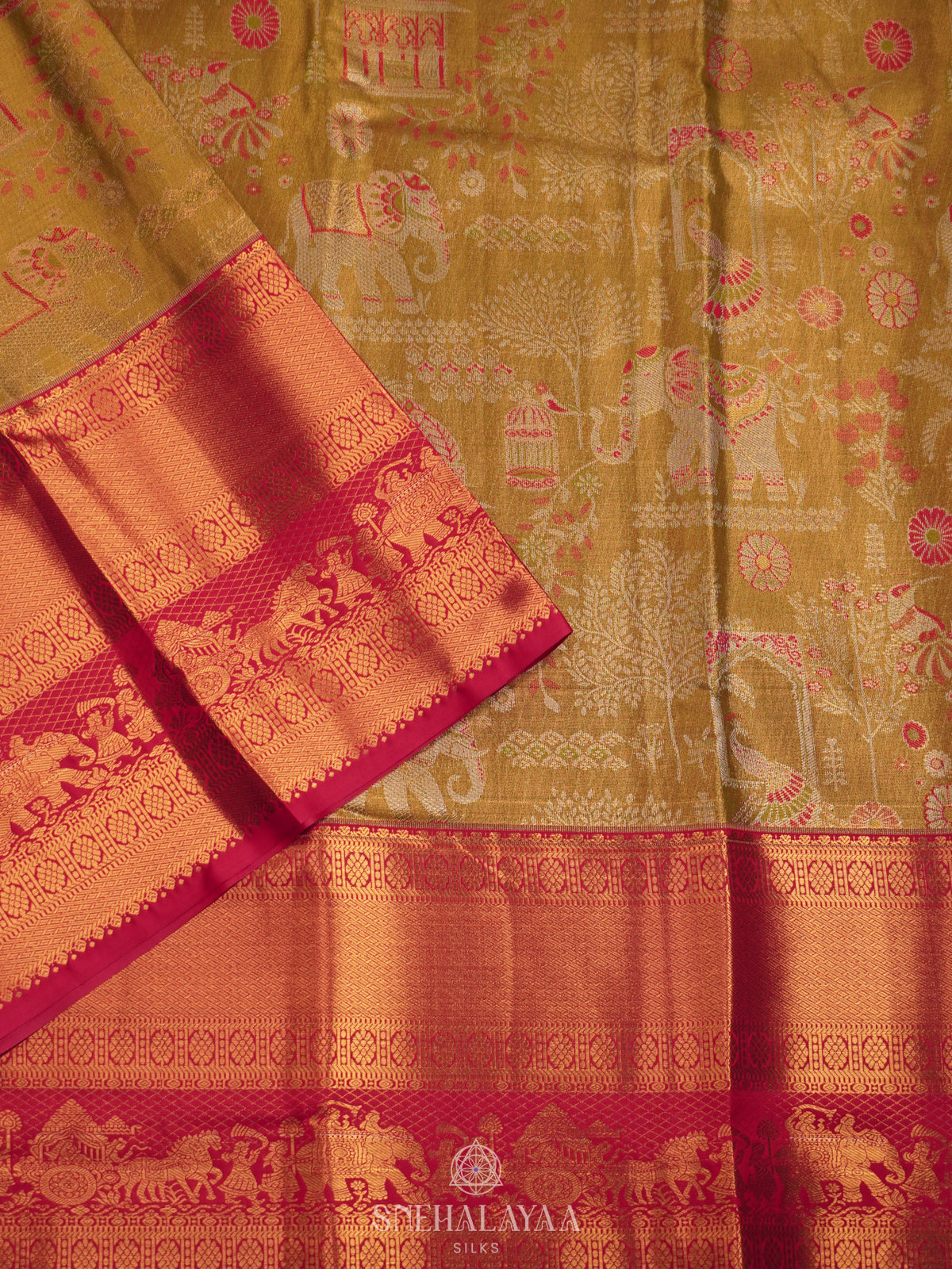 Yellow Art Silk Sraee