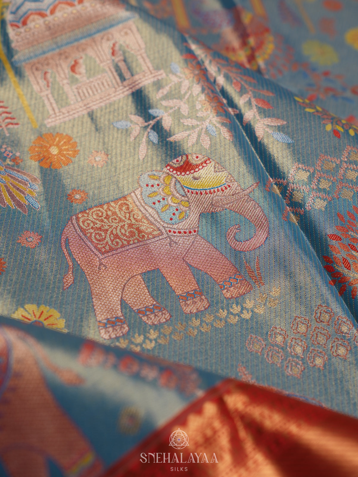 Blue Art Silk Sraee