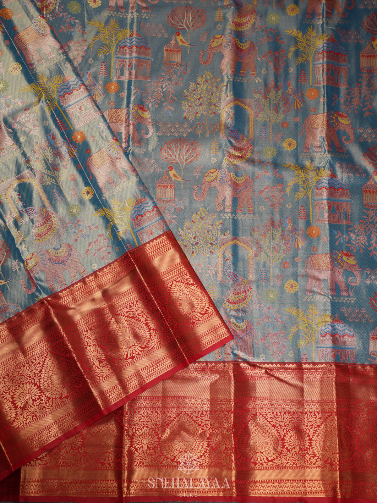 Blue Art Silk Sraee