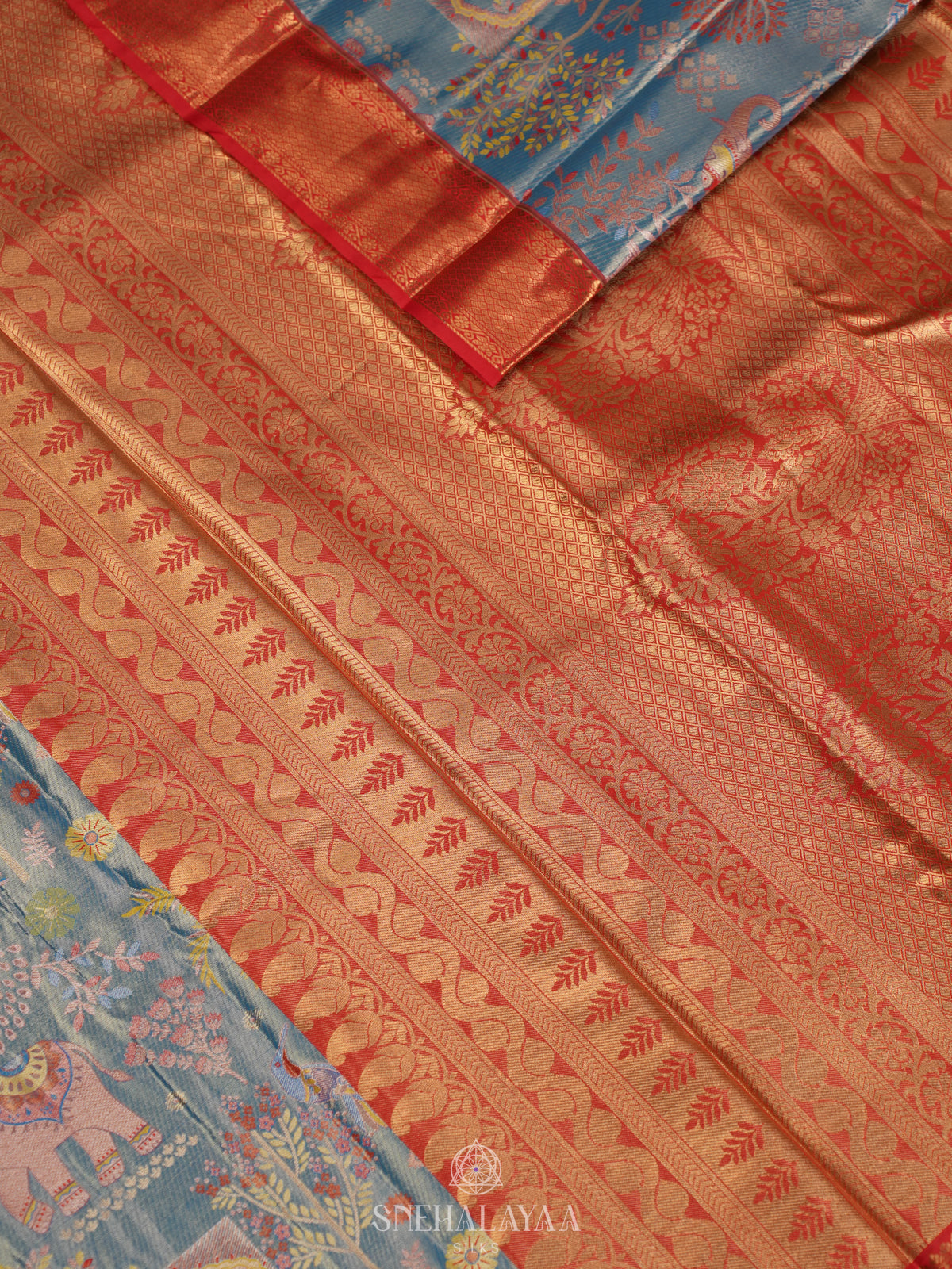 Blue Art Silk Sraee