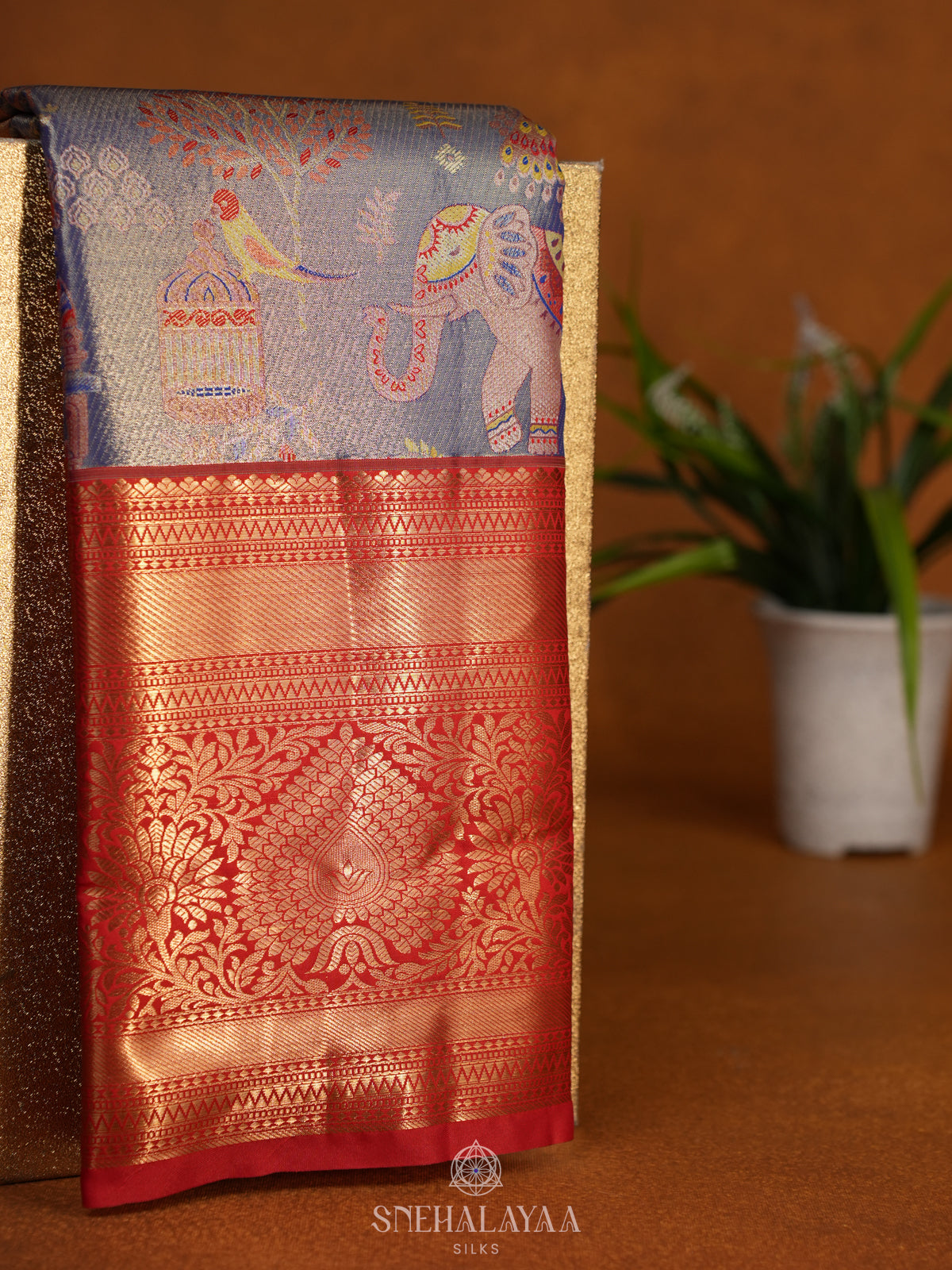 Blue Art Silk Sraee