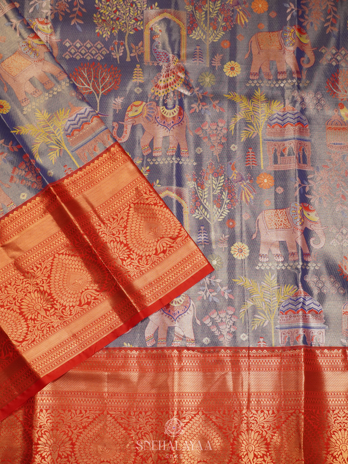 Blue Art Silk Sraee