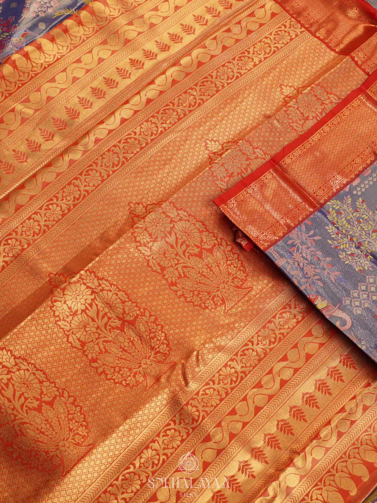 Blue Art Silk Sraee