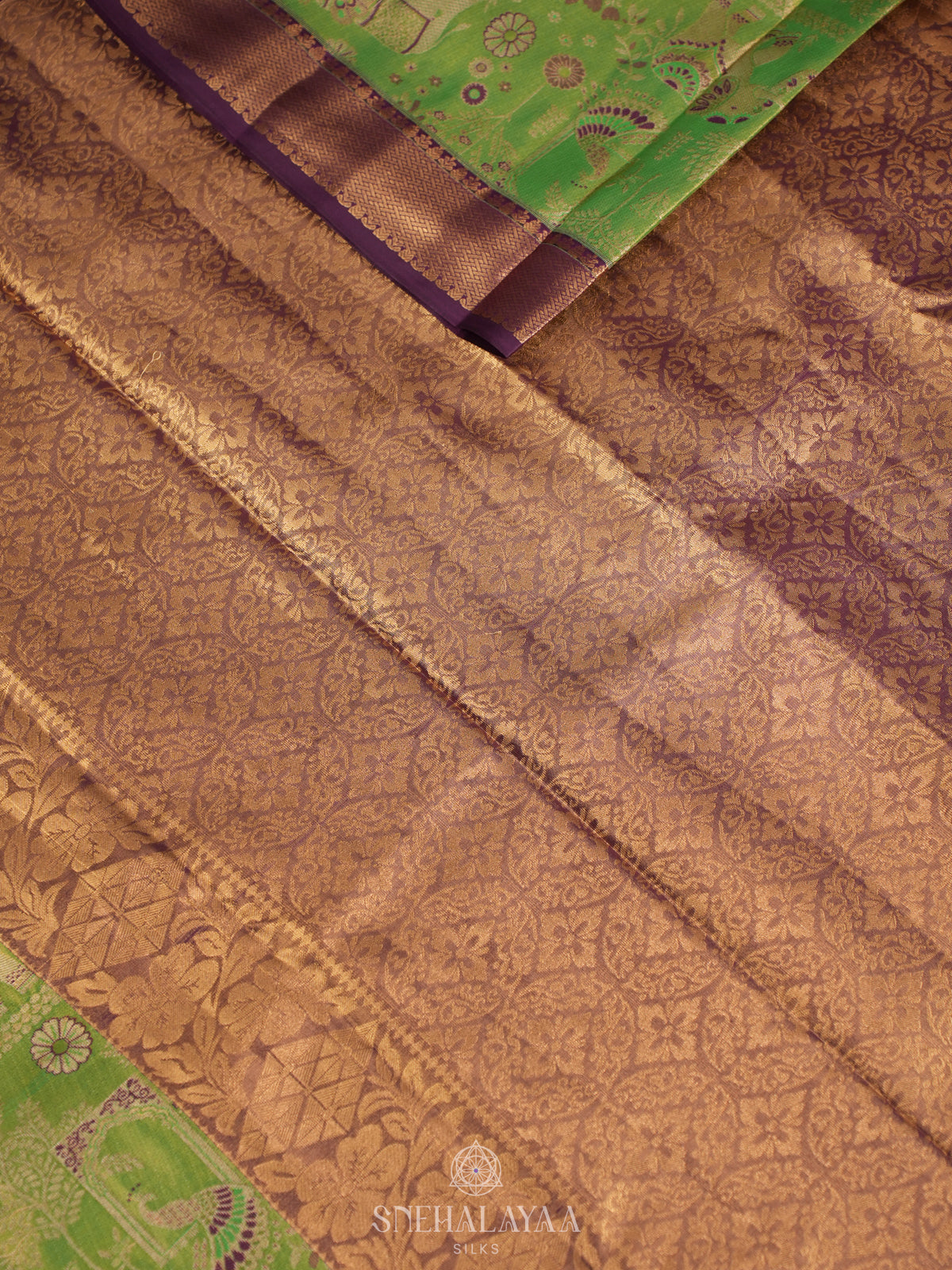 Lime Green Art Silk Sraee
