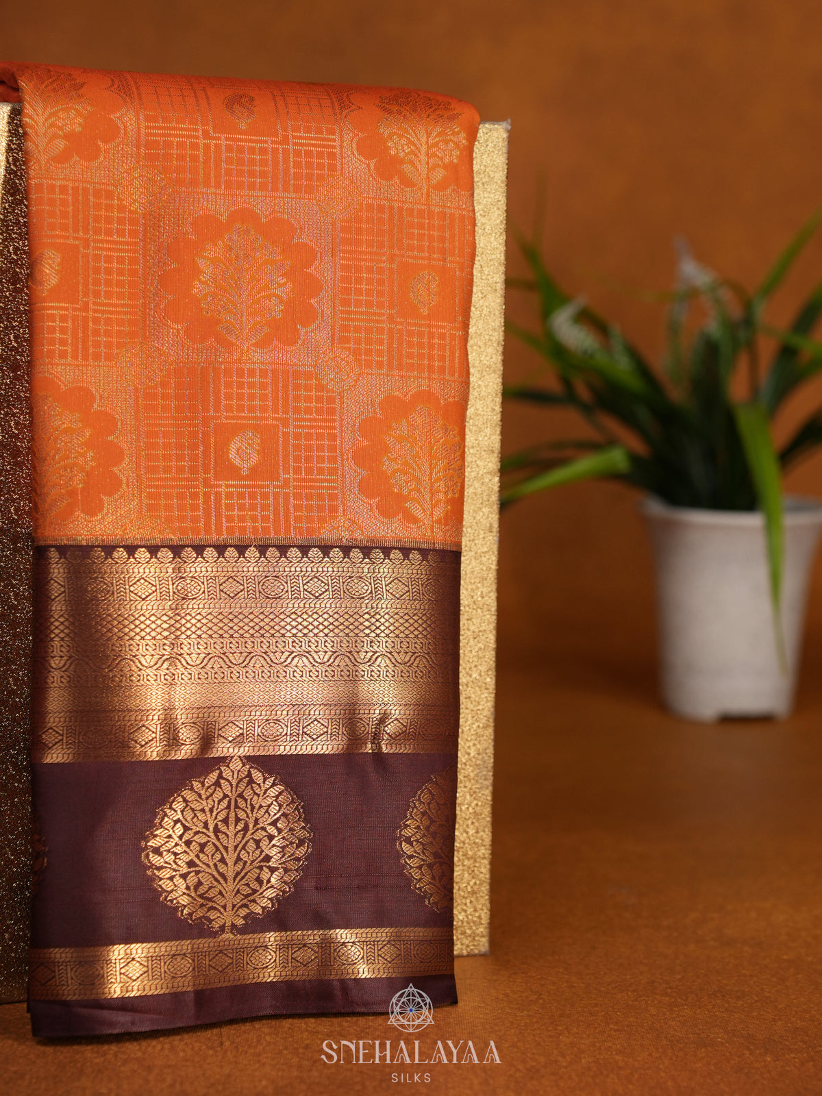 Orange Art Silk Sraee