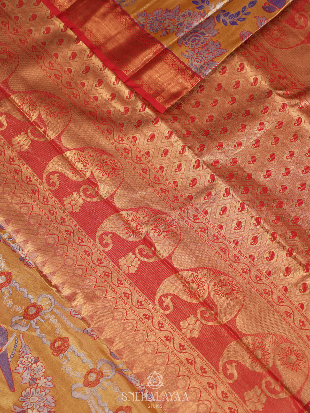 Golden  Art Silk Sraee