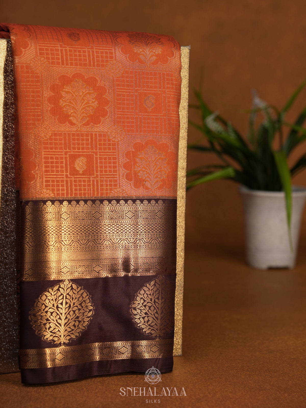 Orange Art Silk Sraee
