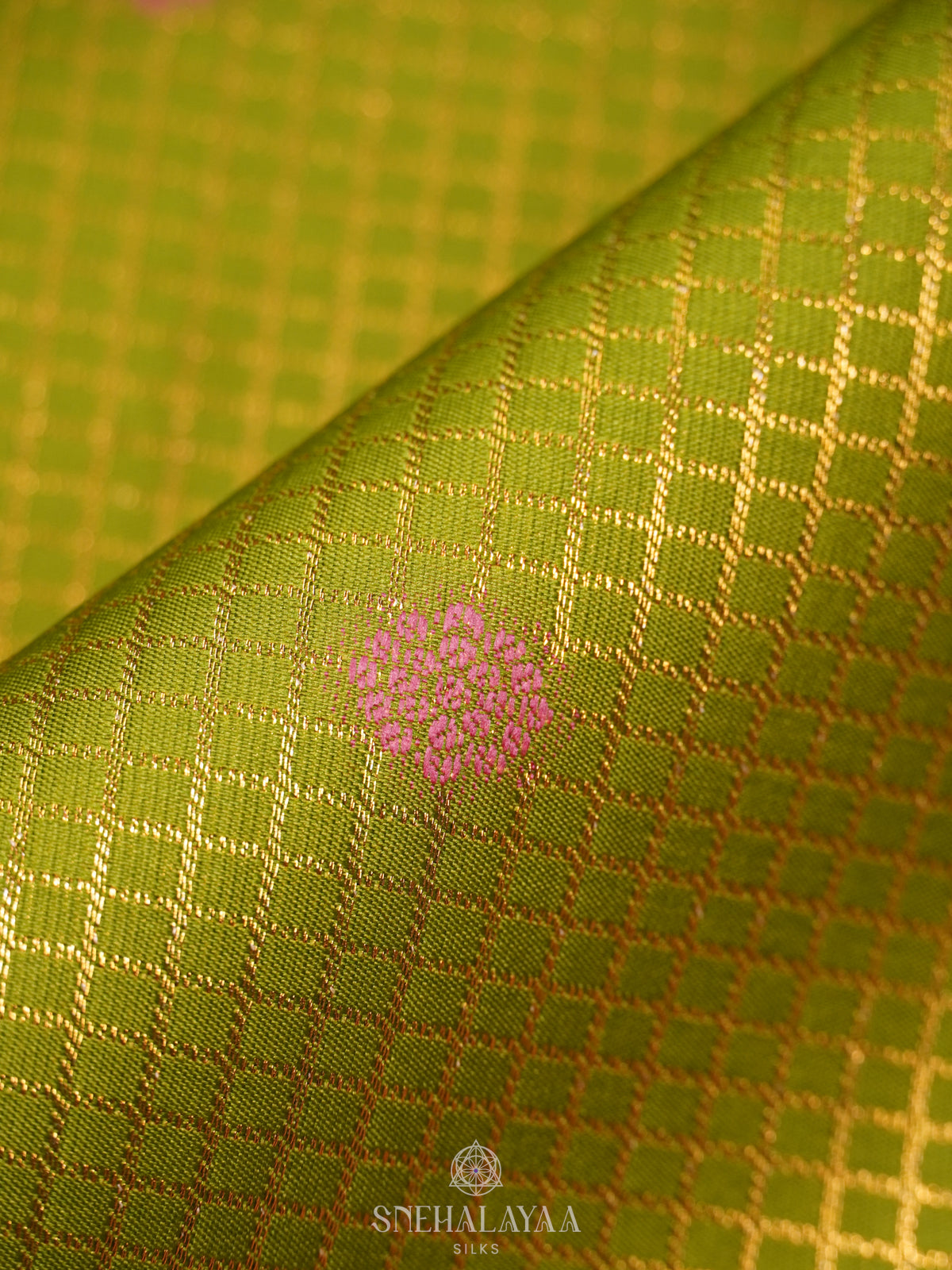 Lime Green Art Silk Sraee