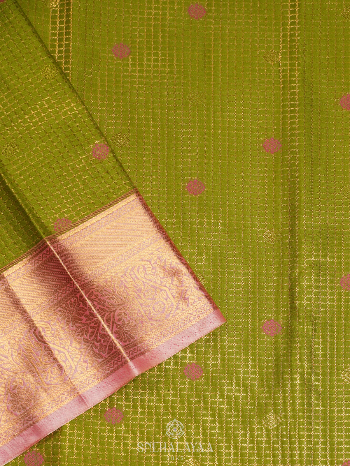 Lime Green Art Silk Sraee