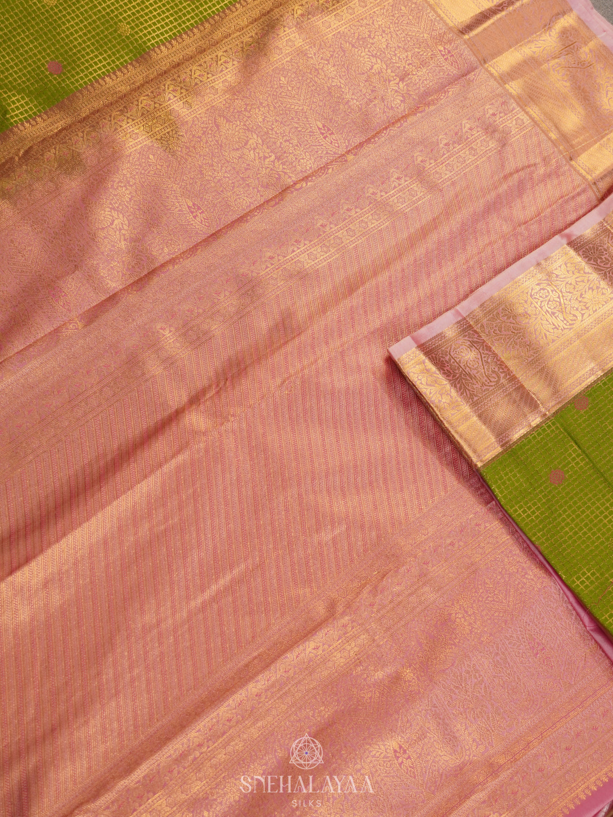 Lime Green Art Silk Sraee
