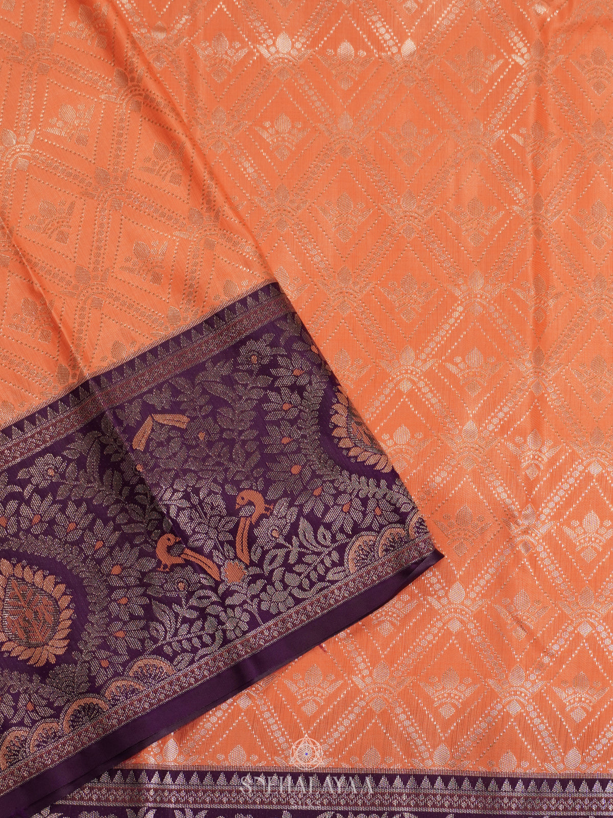 Peach Art Silk Sraee