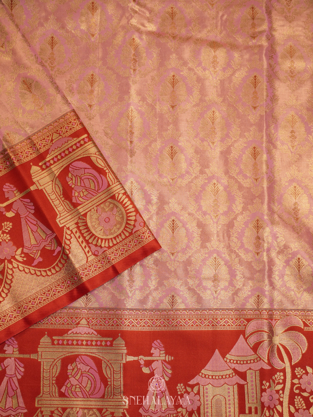 Pale Pink Art Silk Sraee