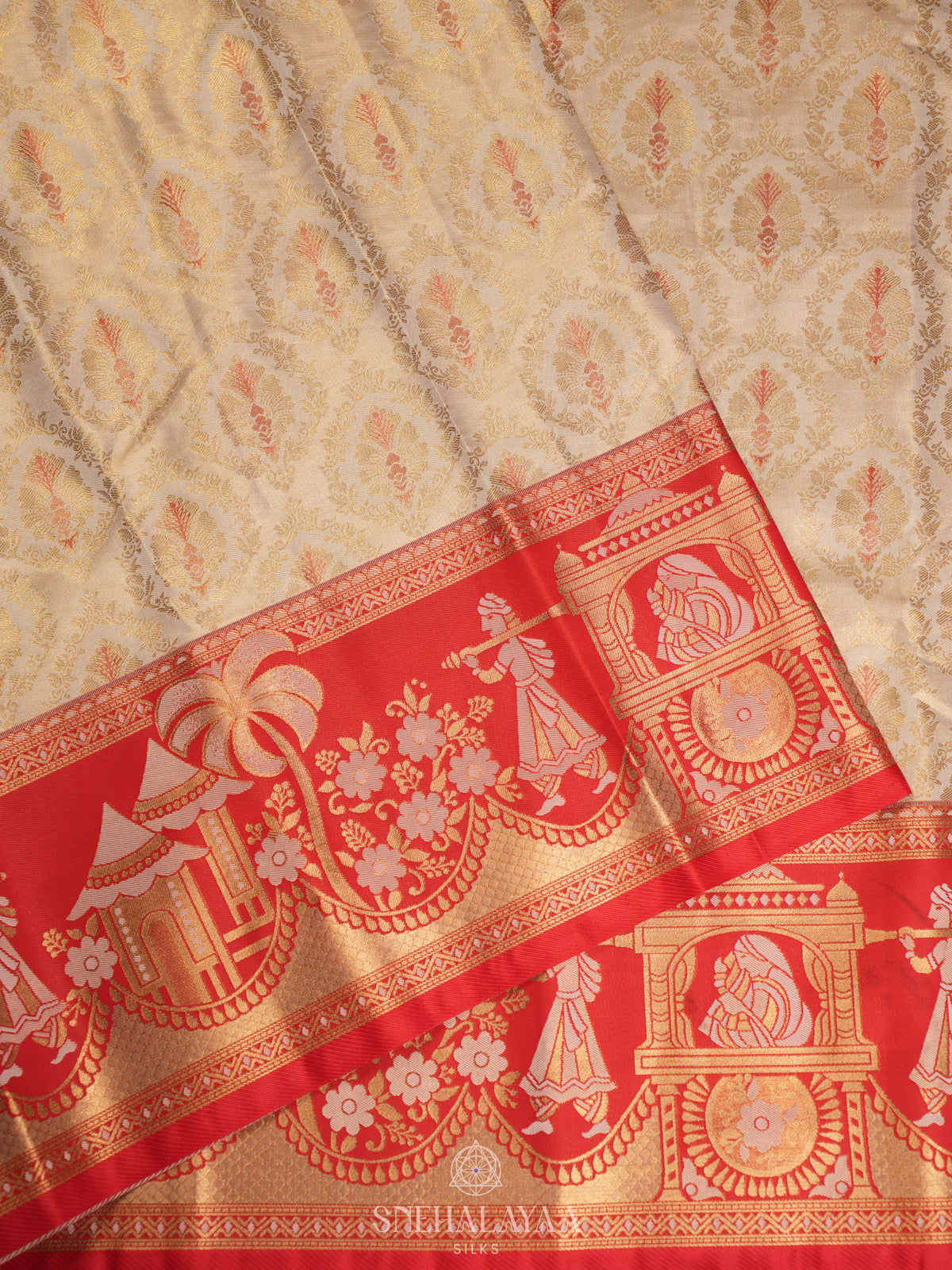 Cream Art Silk Sraee