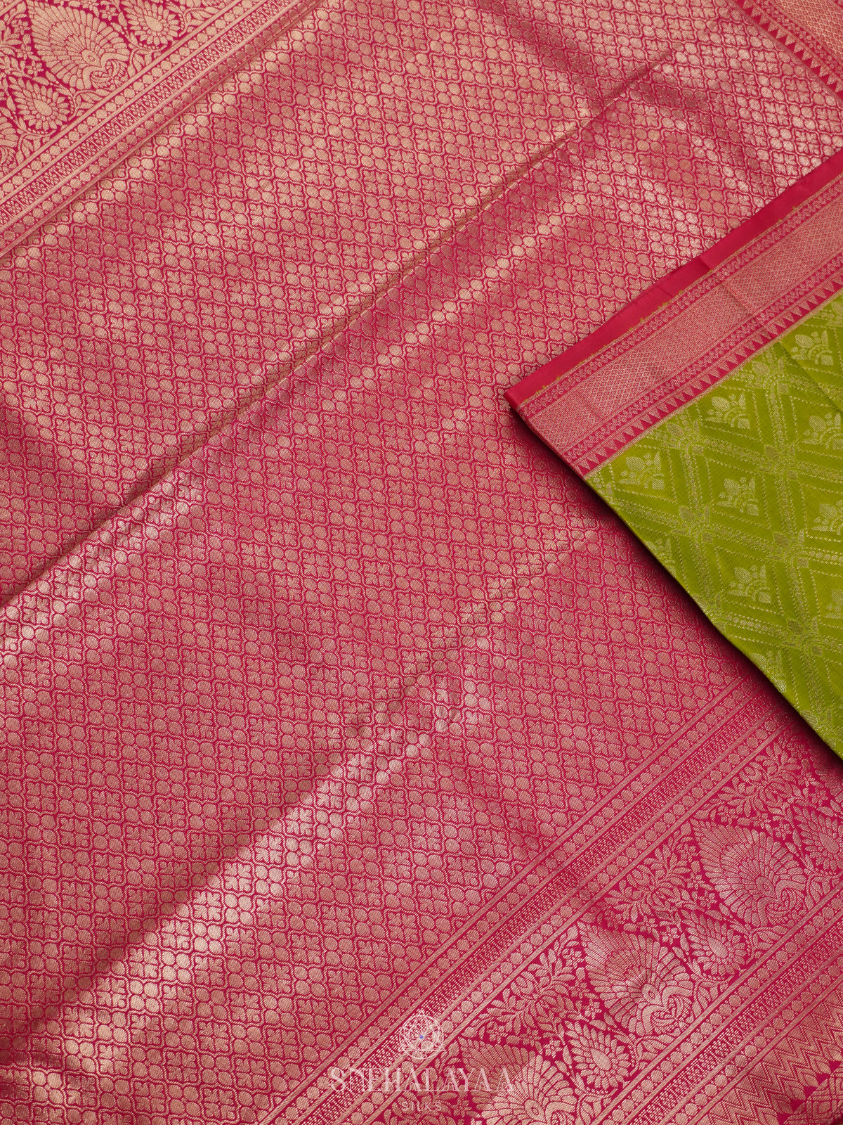Lime Green Art Silk Sraee