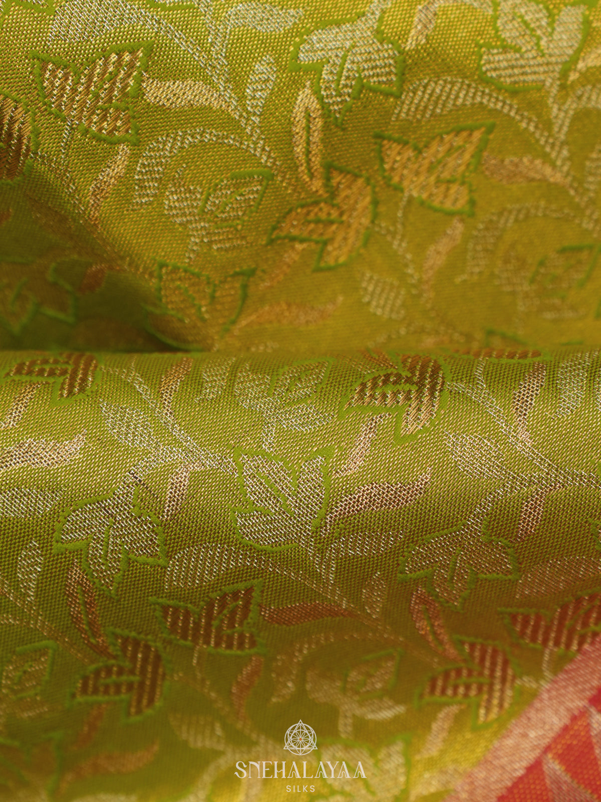 Lime Green Tissue Kanjivaram Silk Saree