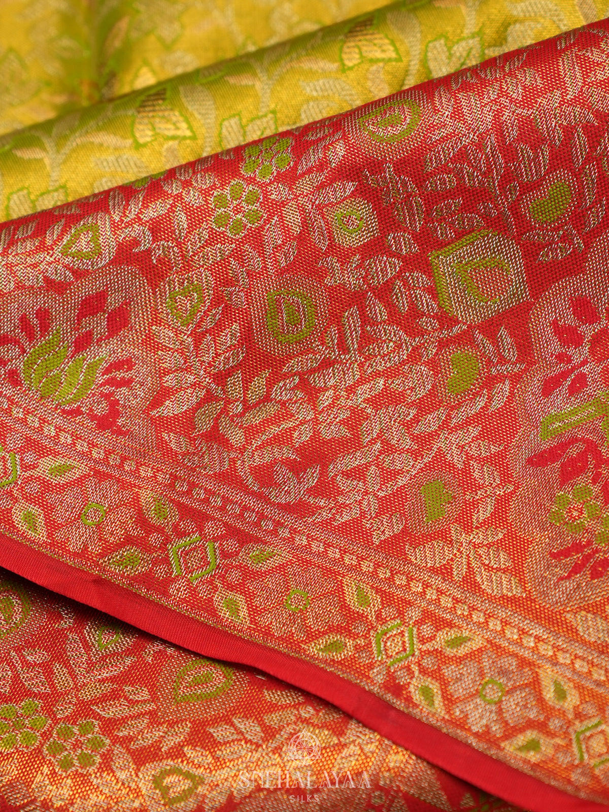Lime Green Tissue Kanjivaram Silk Saree