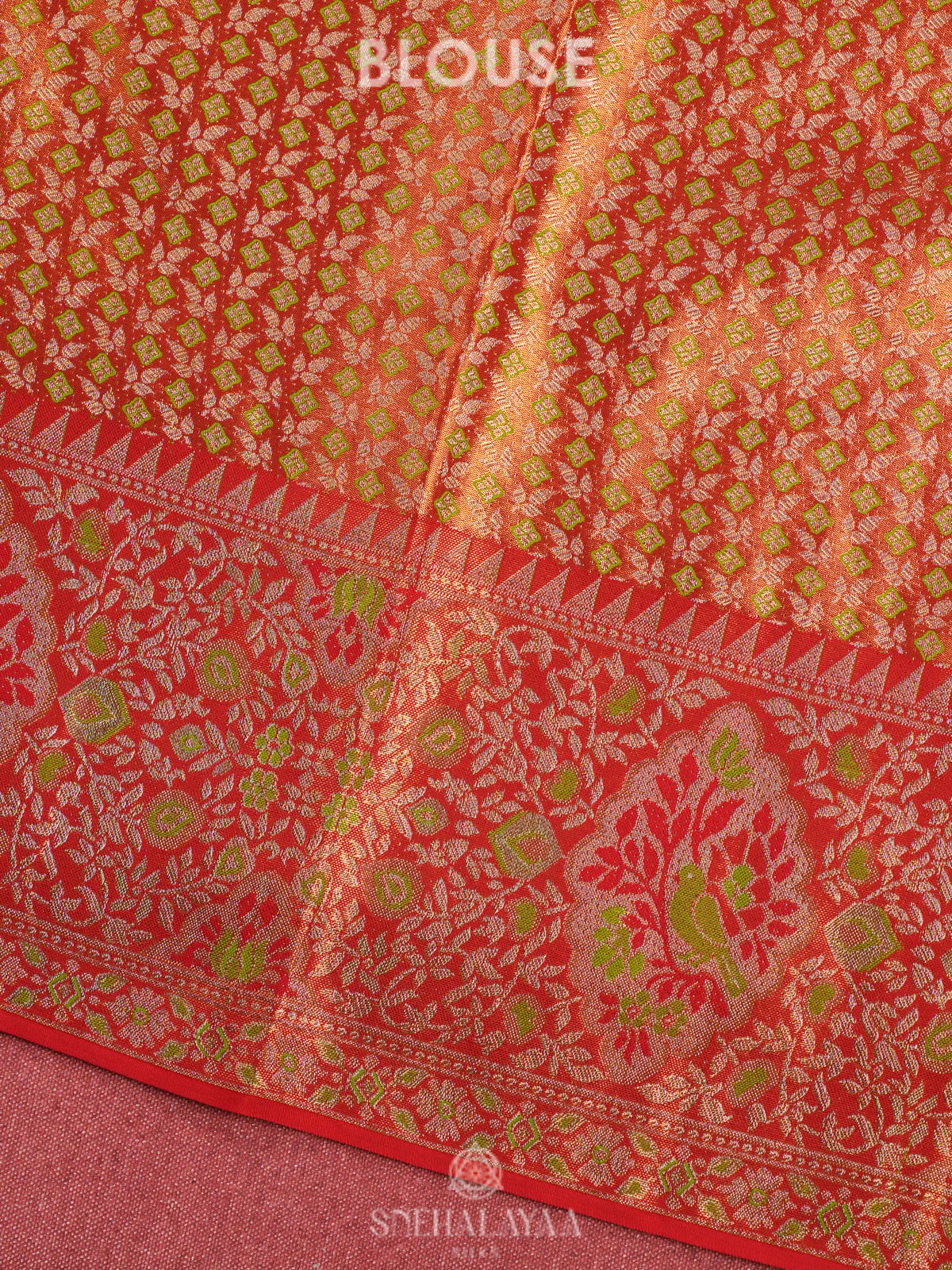 Lime Green Tissue Kanjivaram Silk Saree