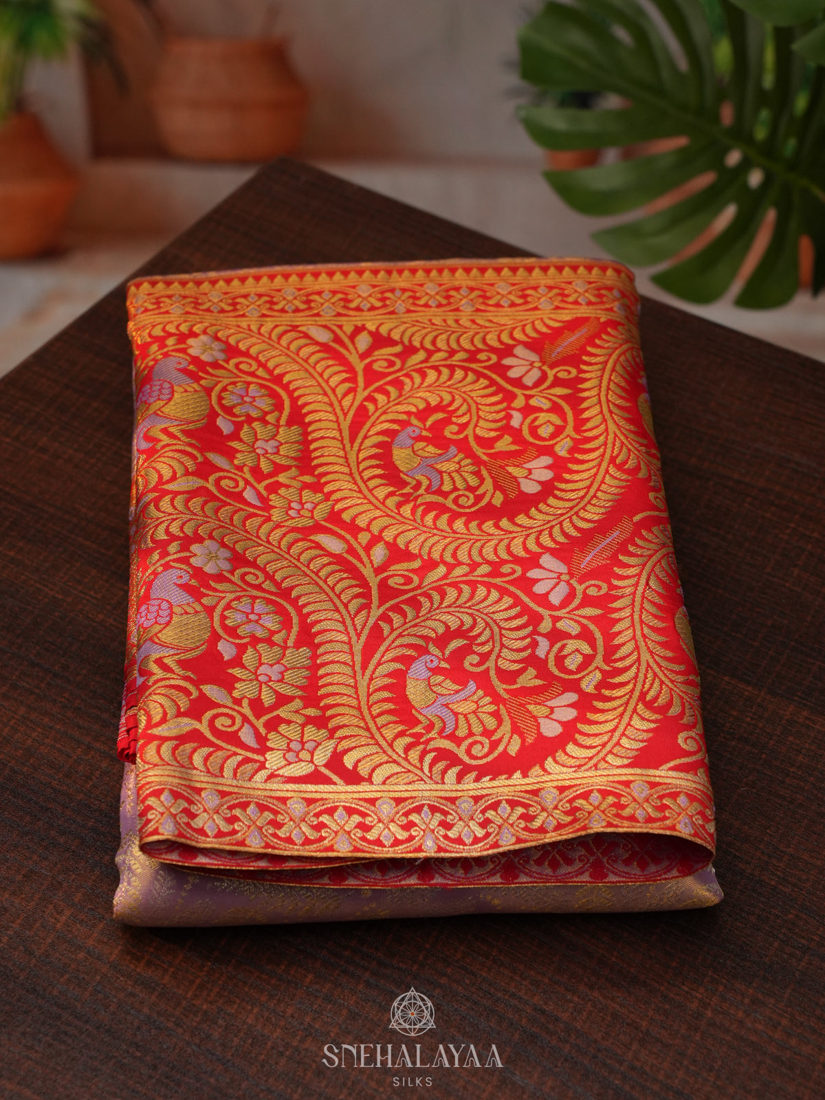 Rose Pink Tissue Kanjivaram Silk Saree