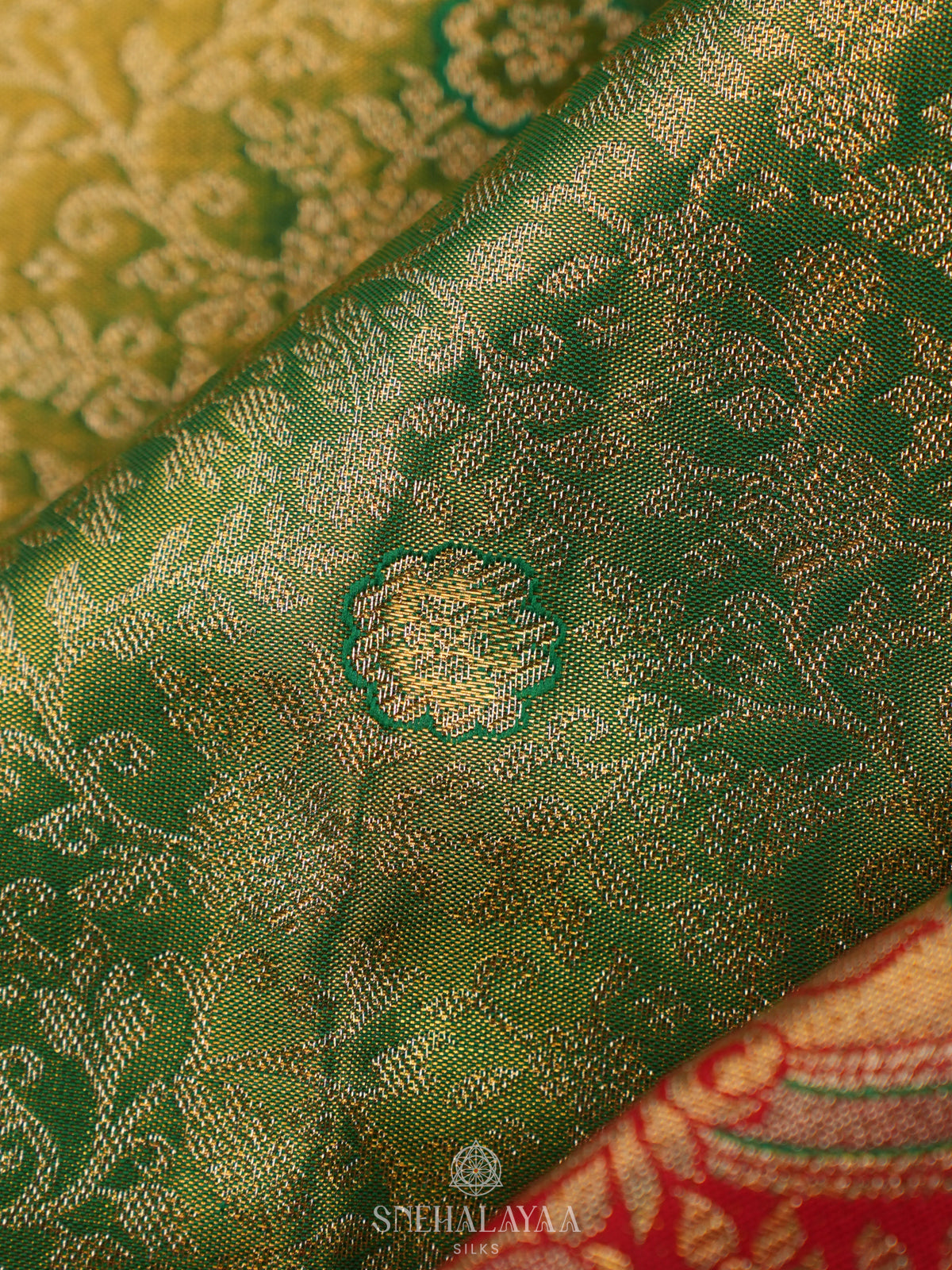Lime Green Tissue Kanjivaram Silk Saree