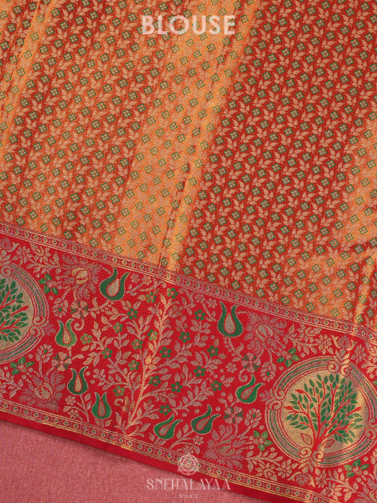 Lime Green Tissue Kanjivaram Silk Saree