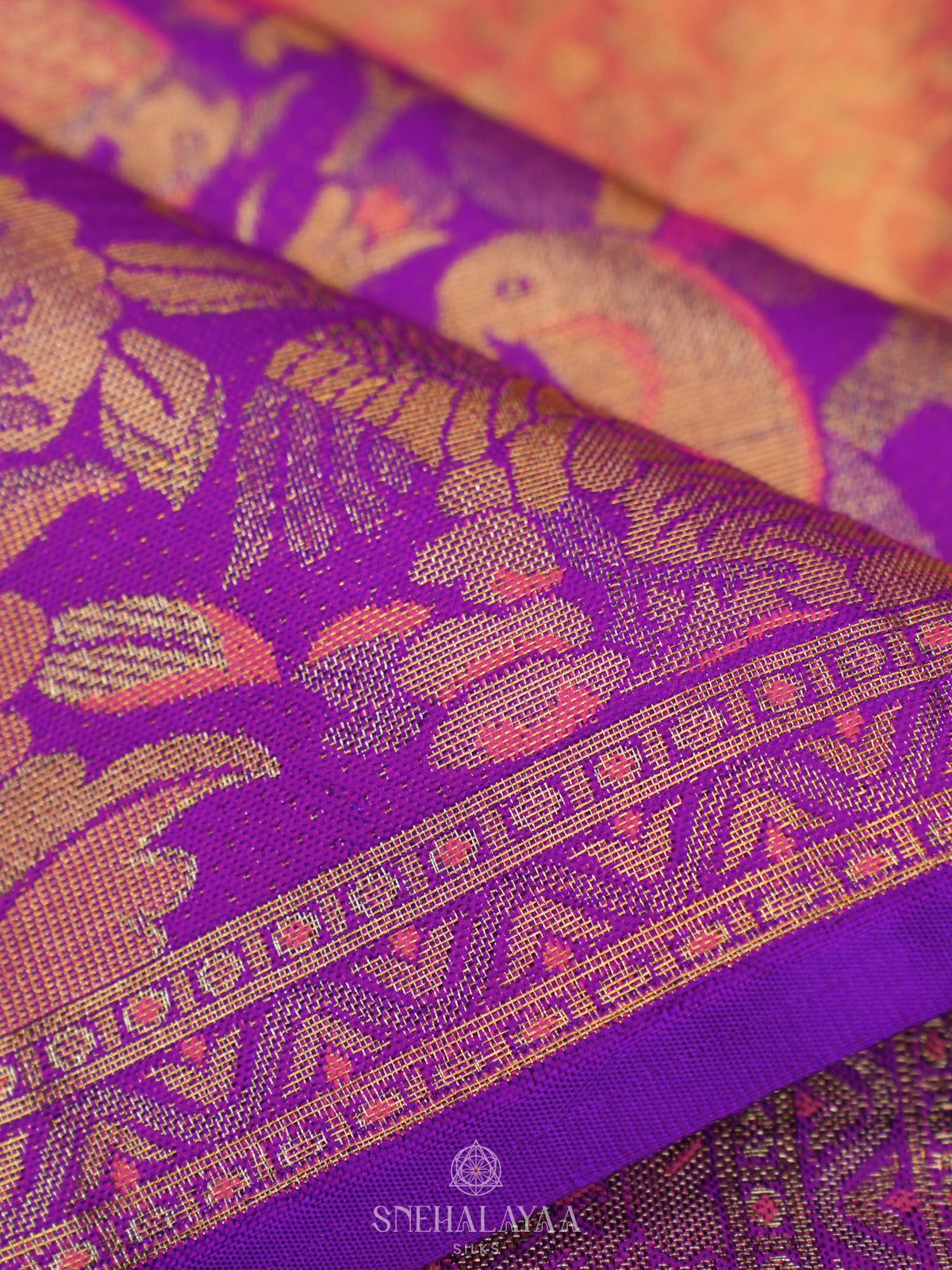 Peach Tissue Kanjivaram Silk Saree