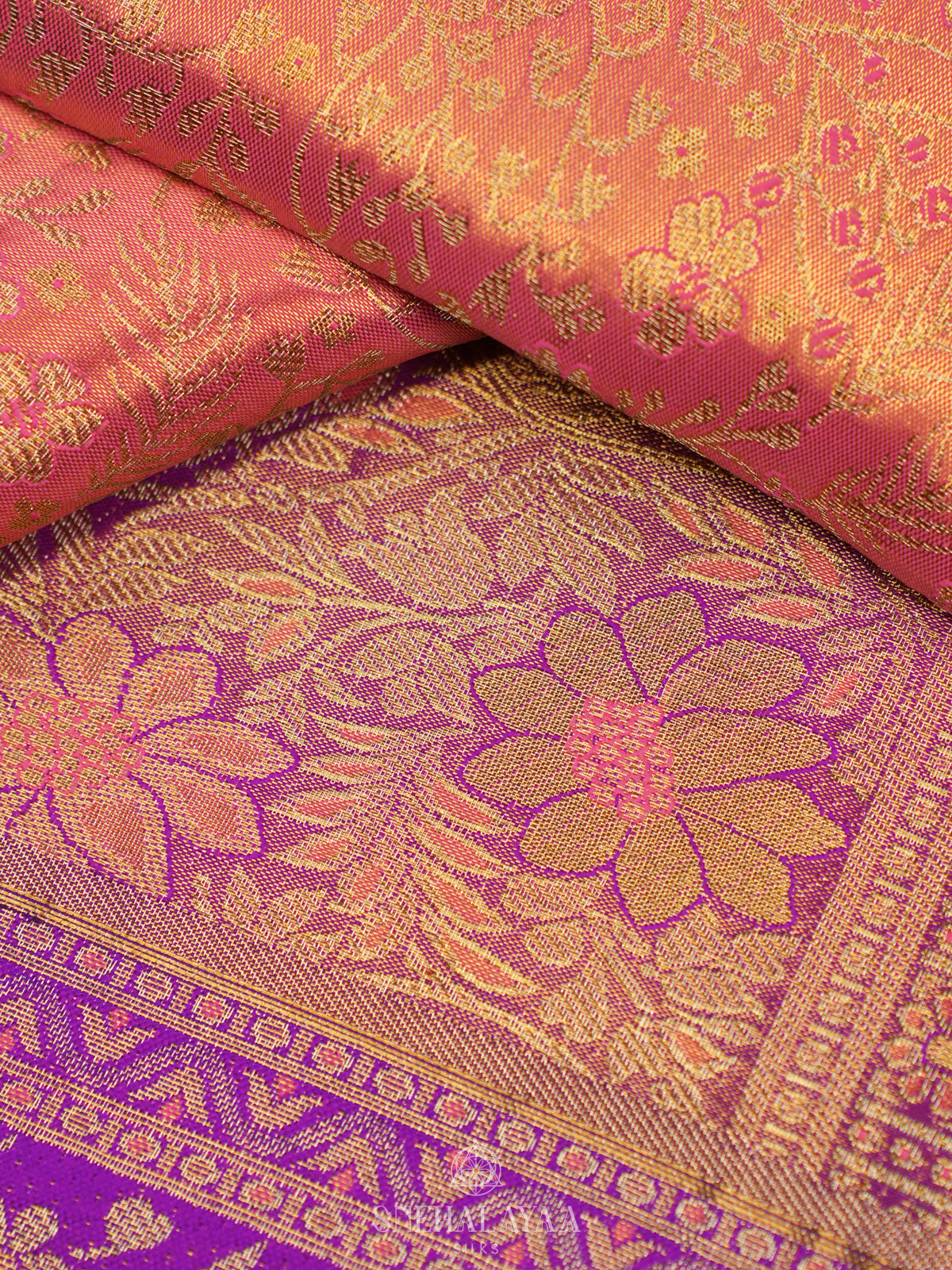 Peach Tissue Kanjivaram Silk Saree