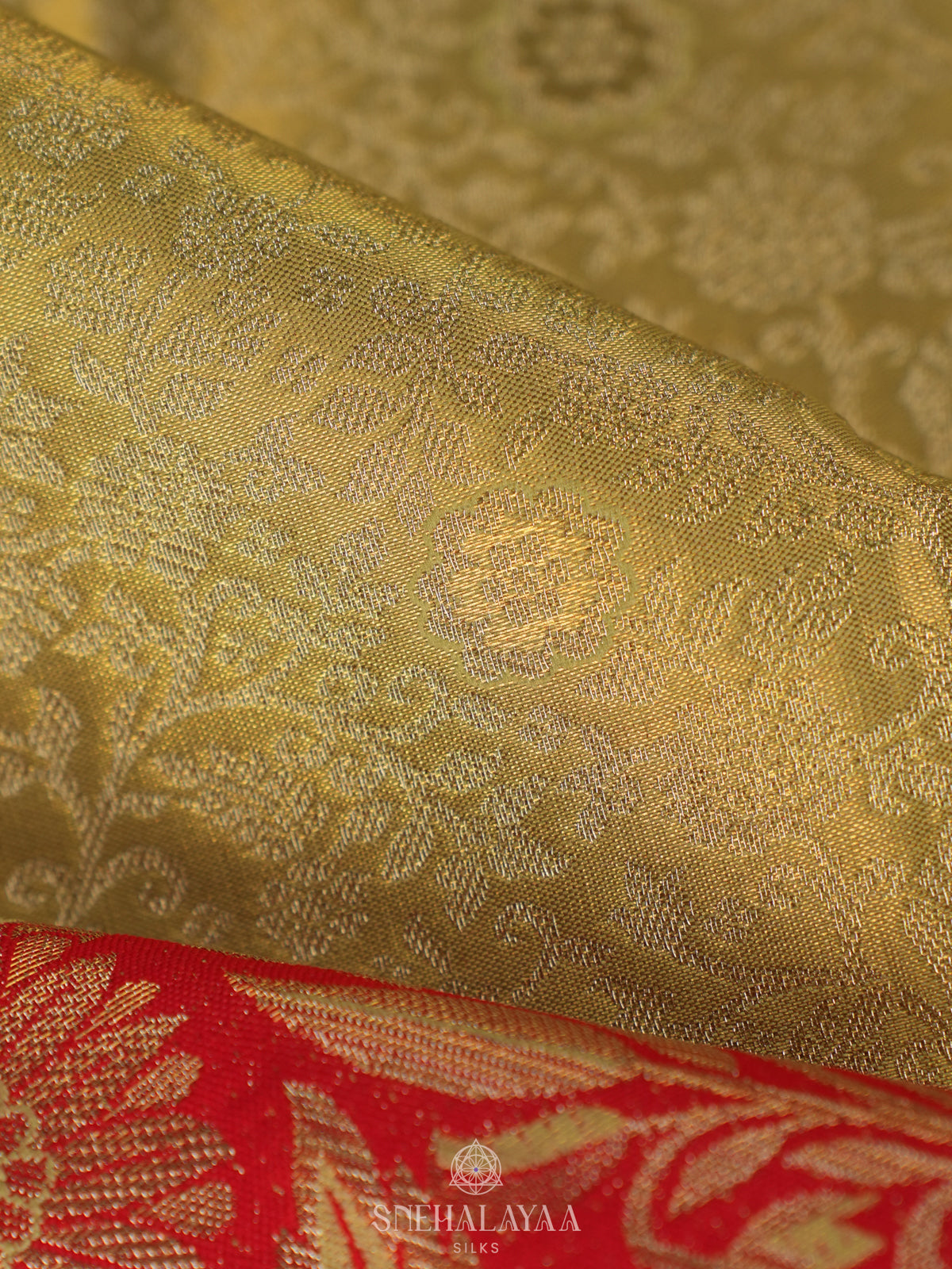 Lime Green Tissue Kanjivaram Silk Saree
