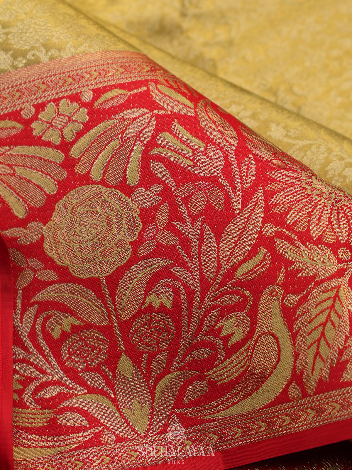 Lime Green Tissue Kanjivaram Silk Saree