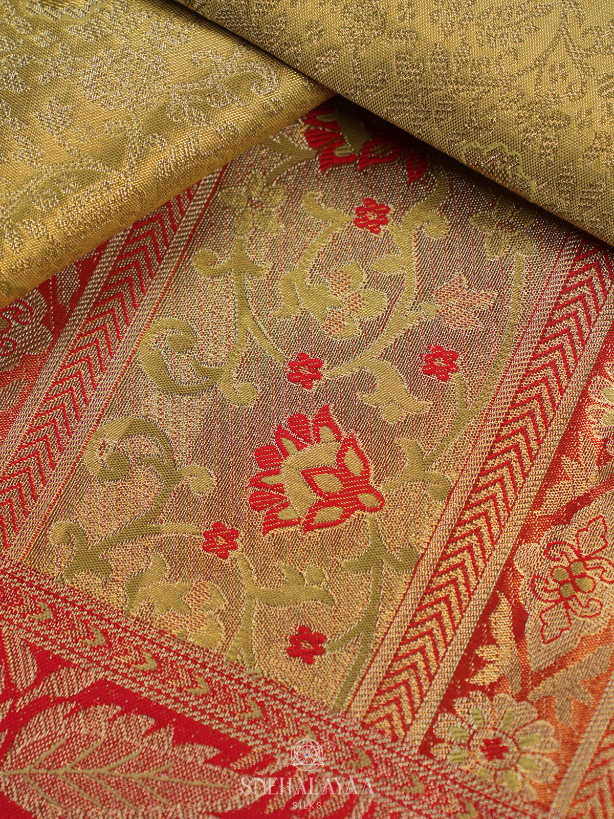 Lime Green Tissue Kanjivaram Silk Saree