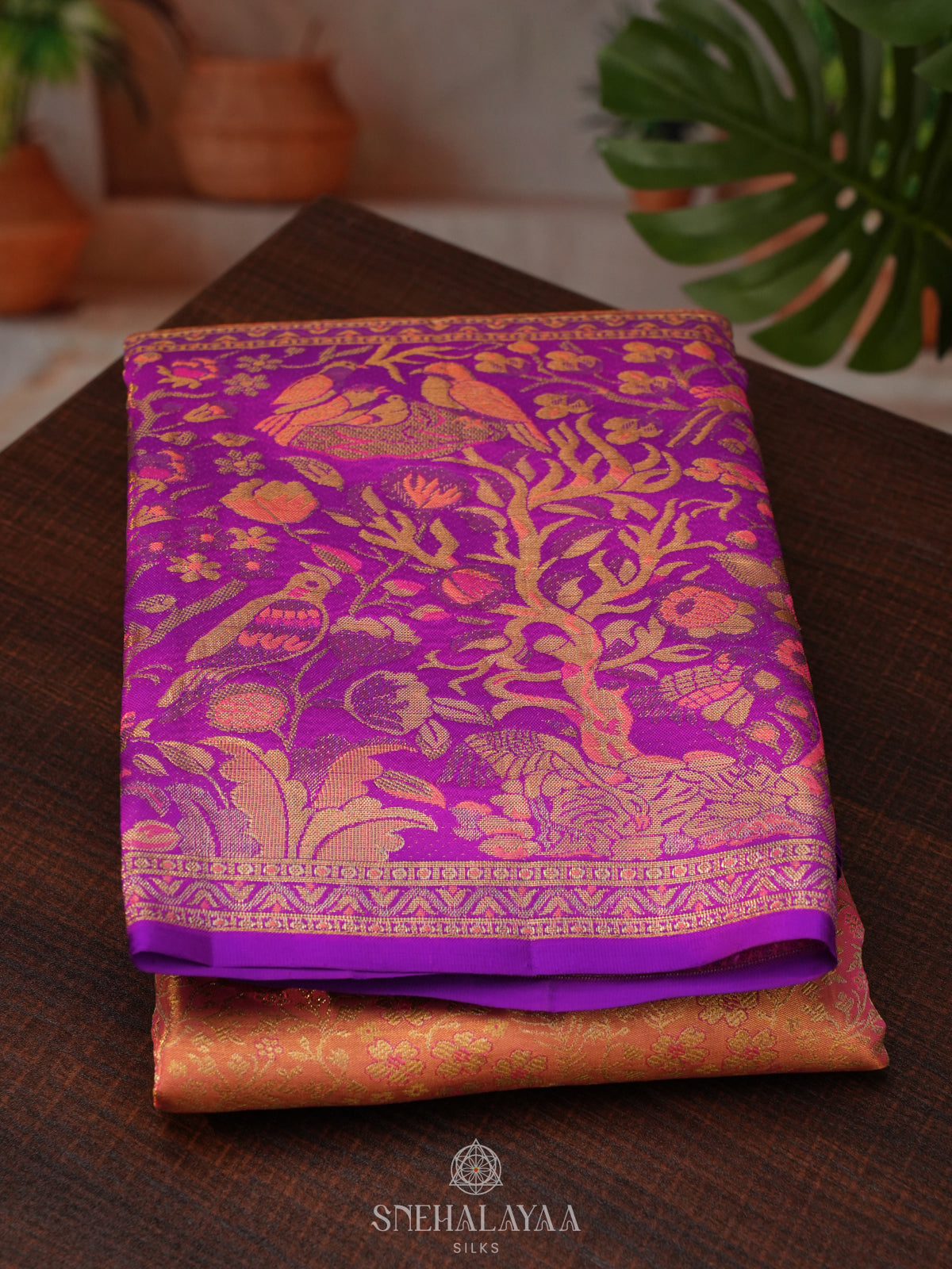 Peach Tissue Kanjivaram Silk Saree