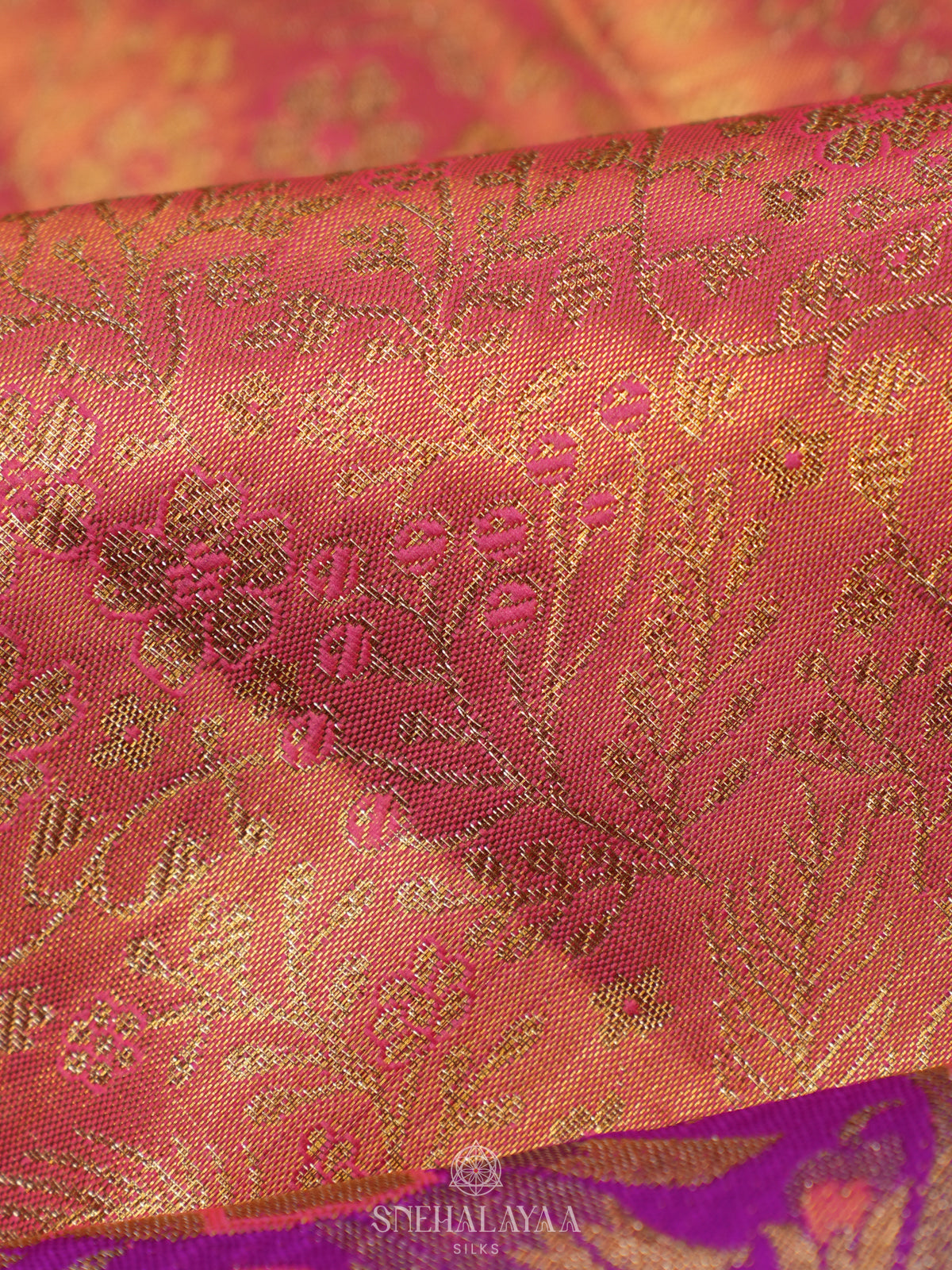 Peach Tissue Kanjivaram Silk Saree