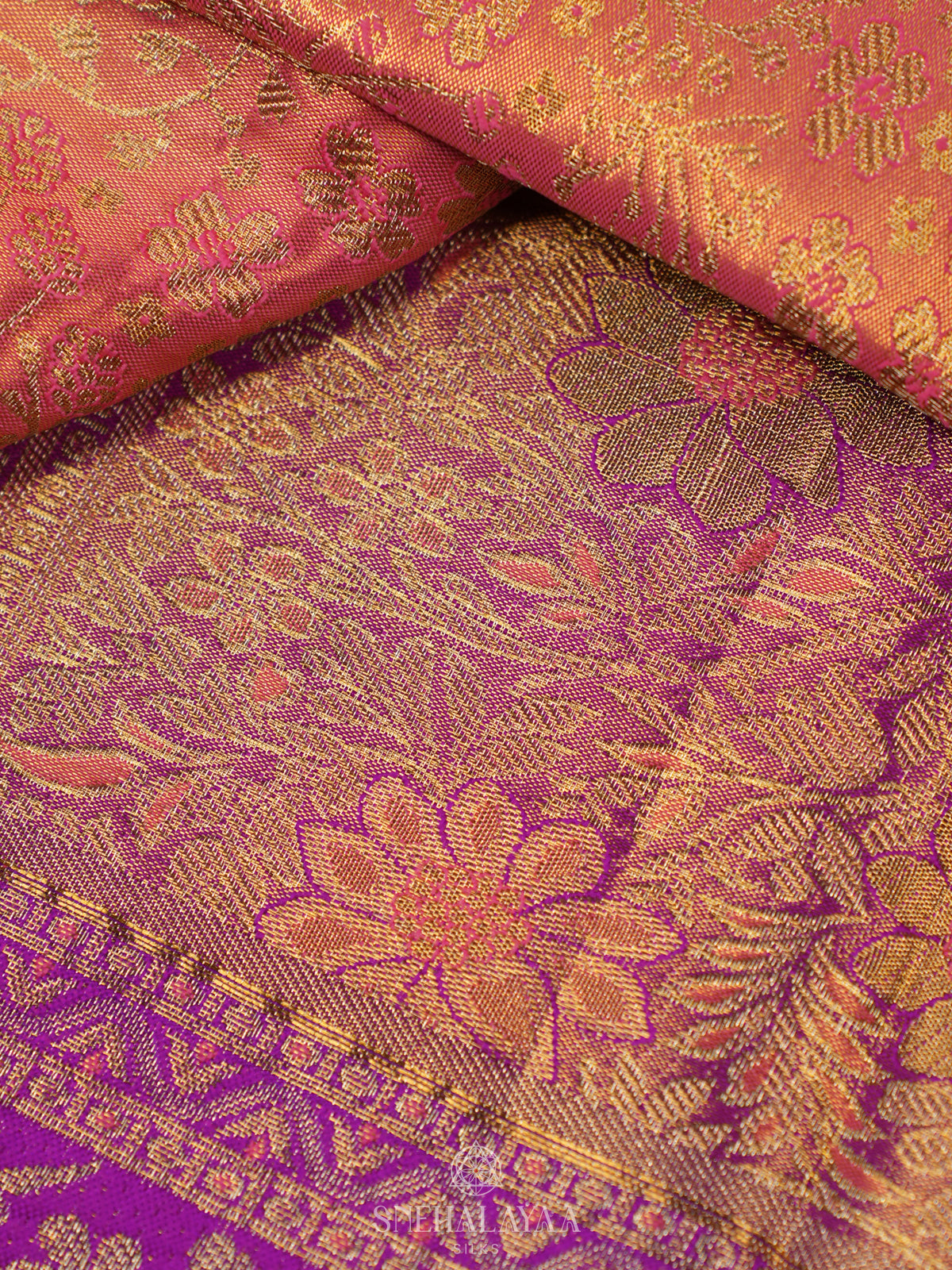 Peach Tissue Kanjivaram Silk Saree