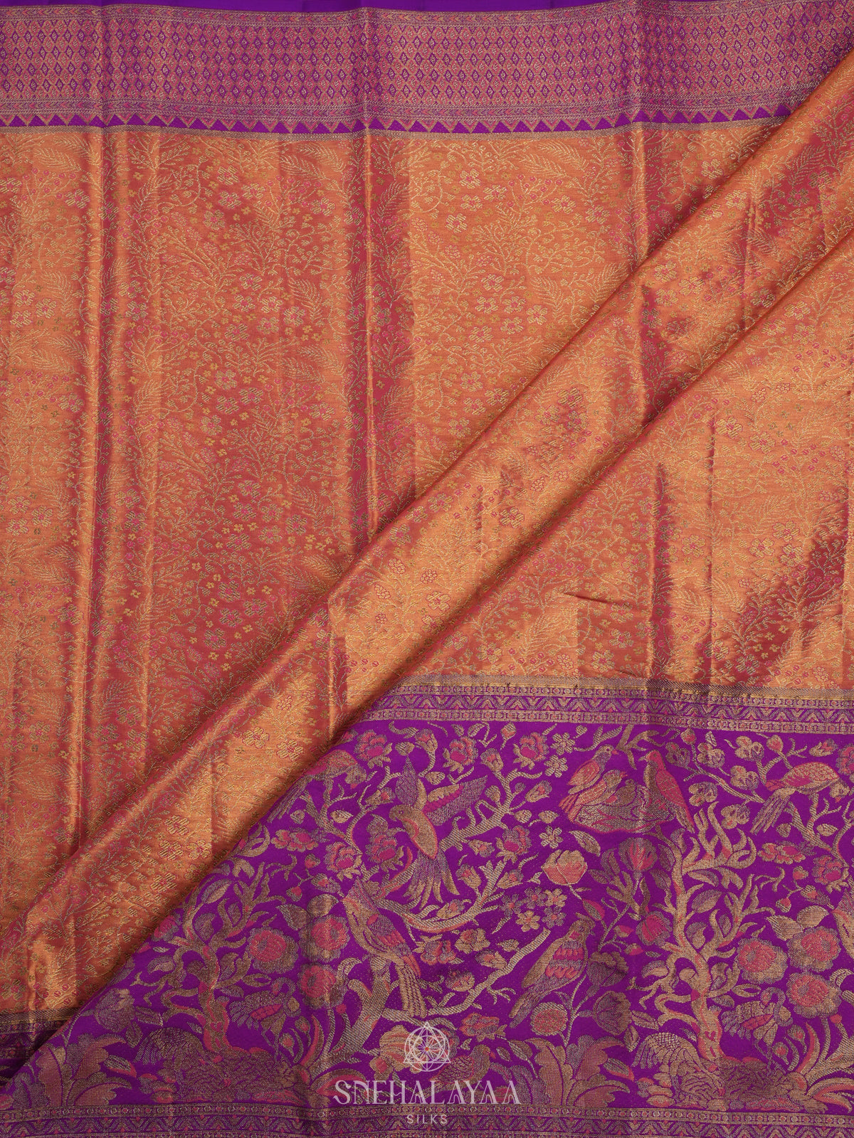 Peach Tissue Kanjivaram Silk Saree