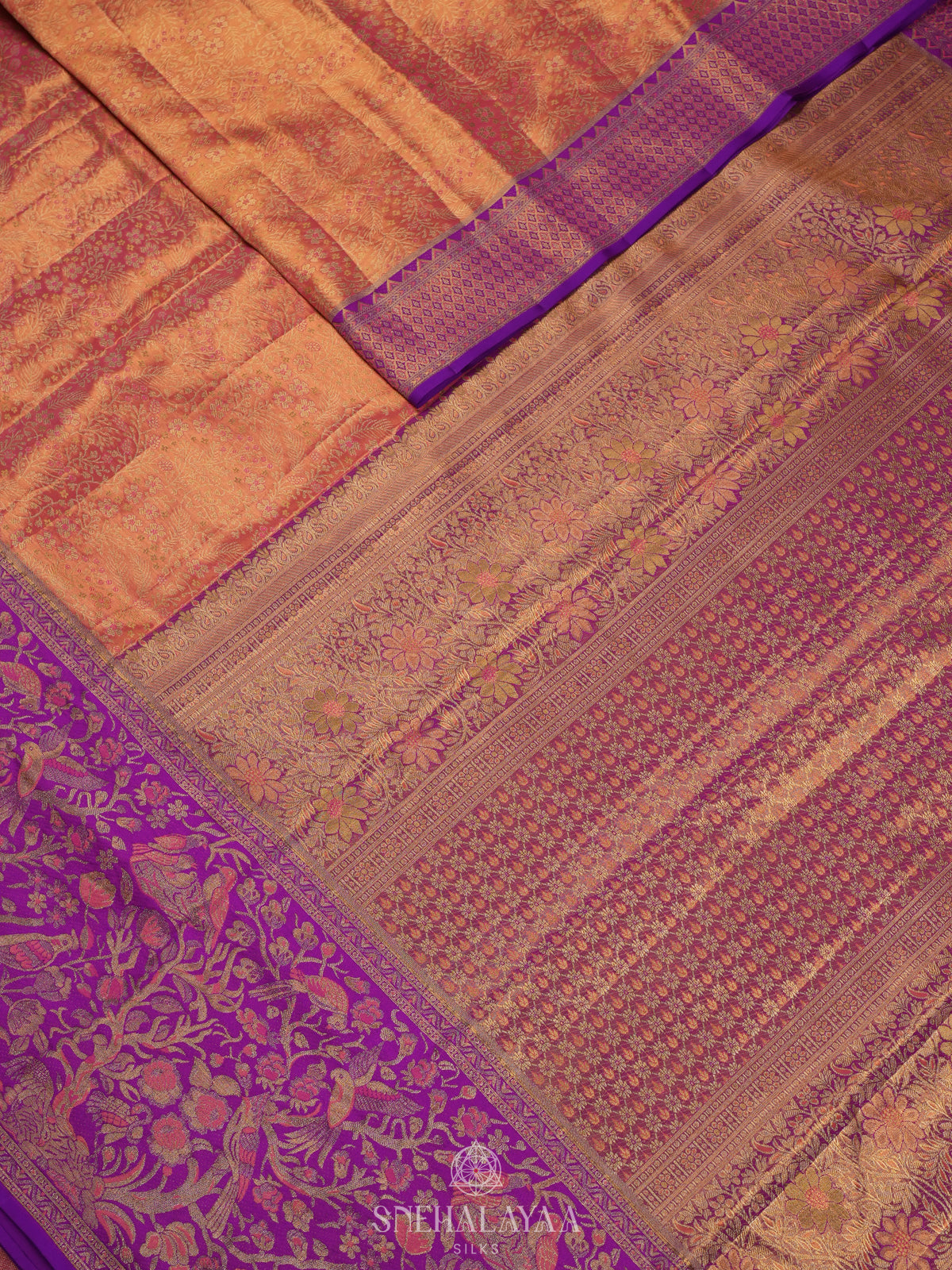 Peach Tissue Kanjivaram Silk Saree