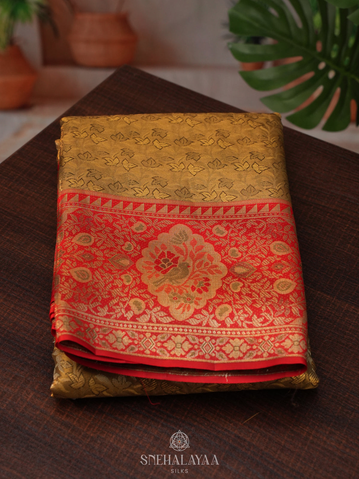 Lime Green Tissue Kanjivaram Silk Saree