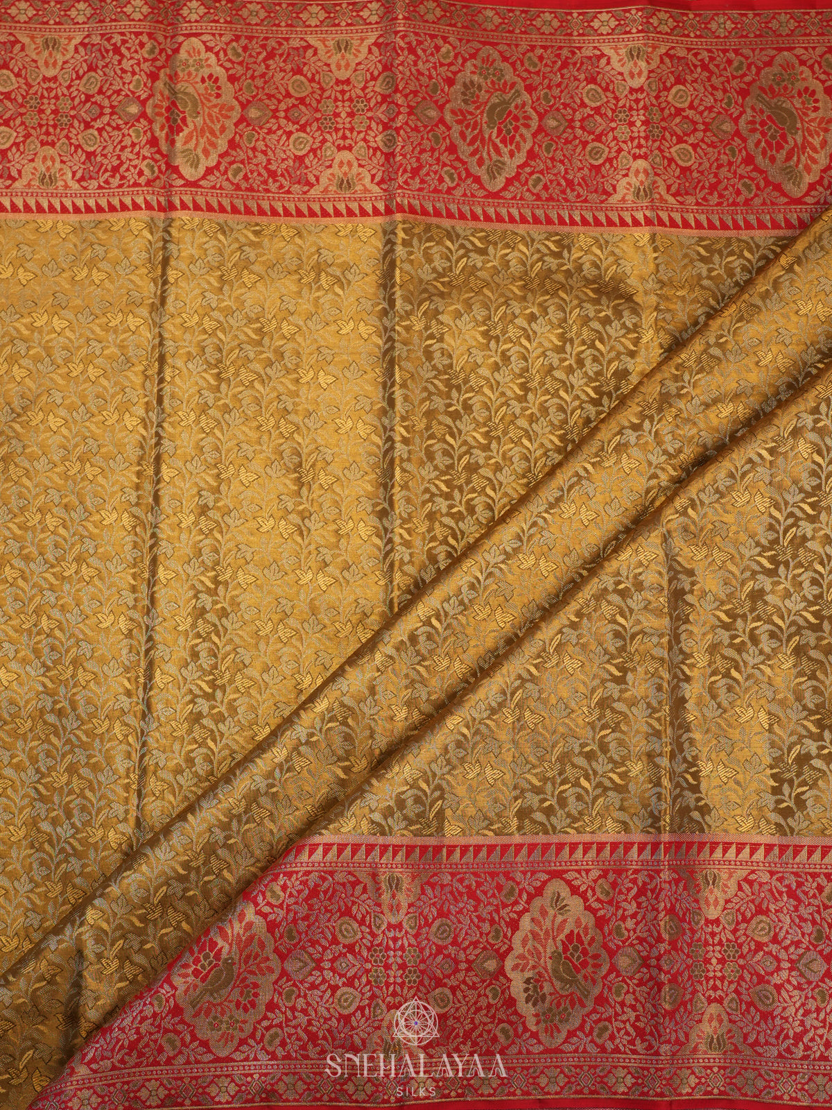 Lime Green Tissue Kanjivaram Silk Saree