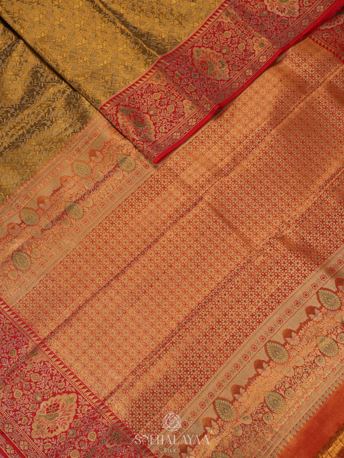 Lime Green Tissue Kanjivaram Silk Saree