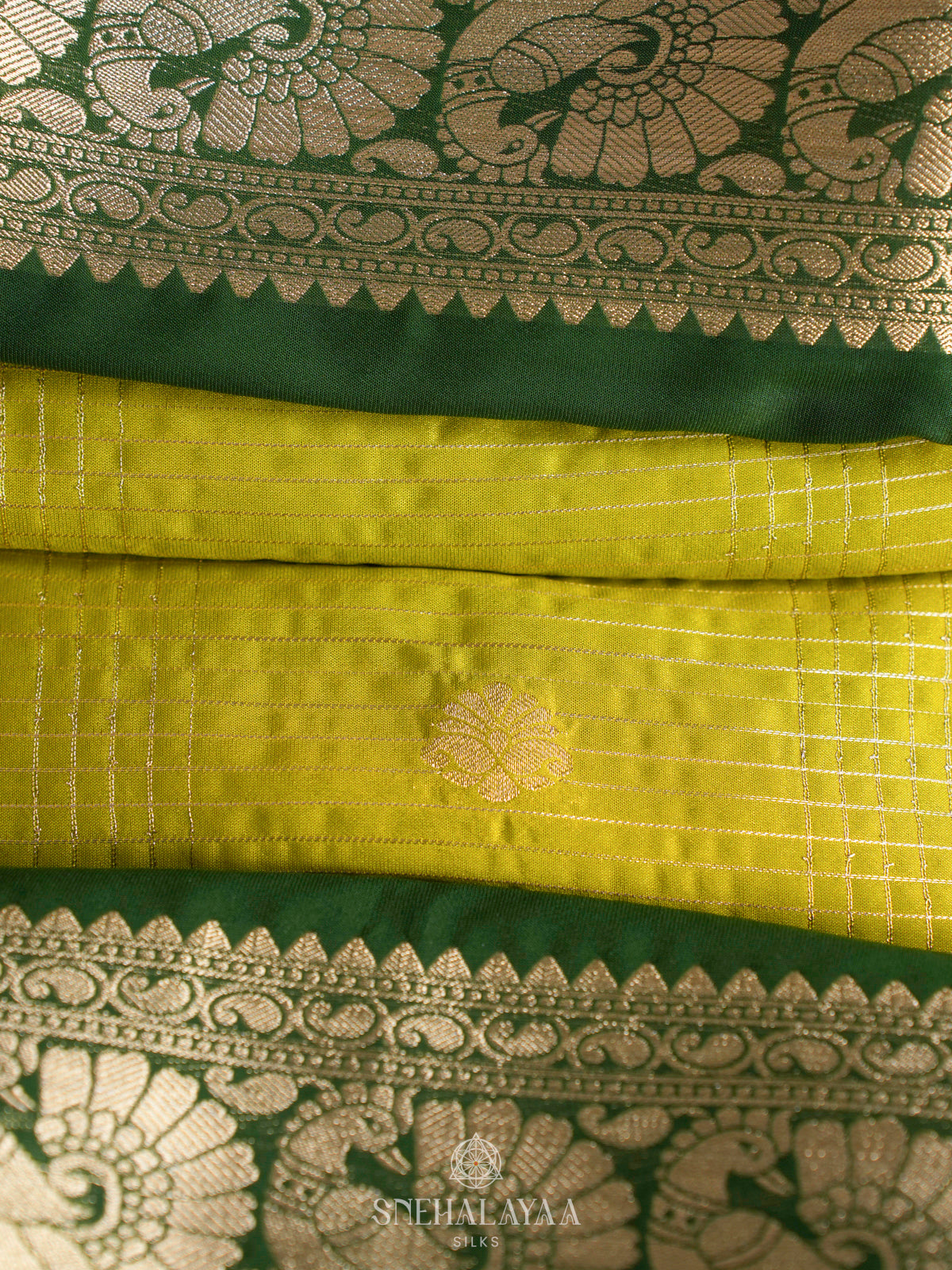 Lime Green Mysore Silk Saree