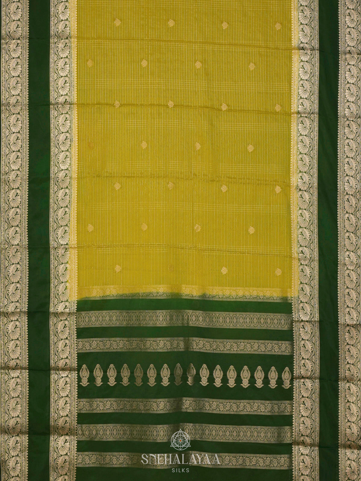Lime Green Mysore Silk Saree