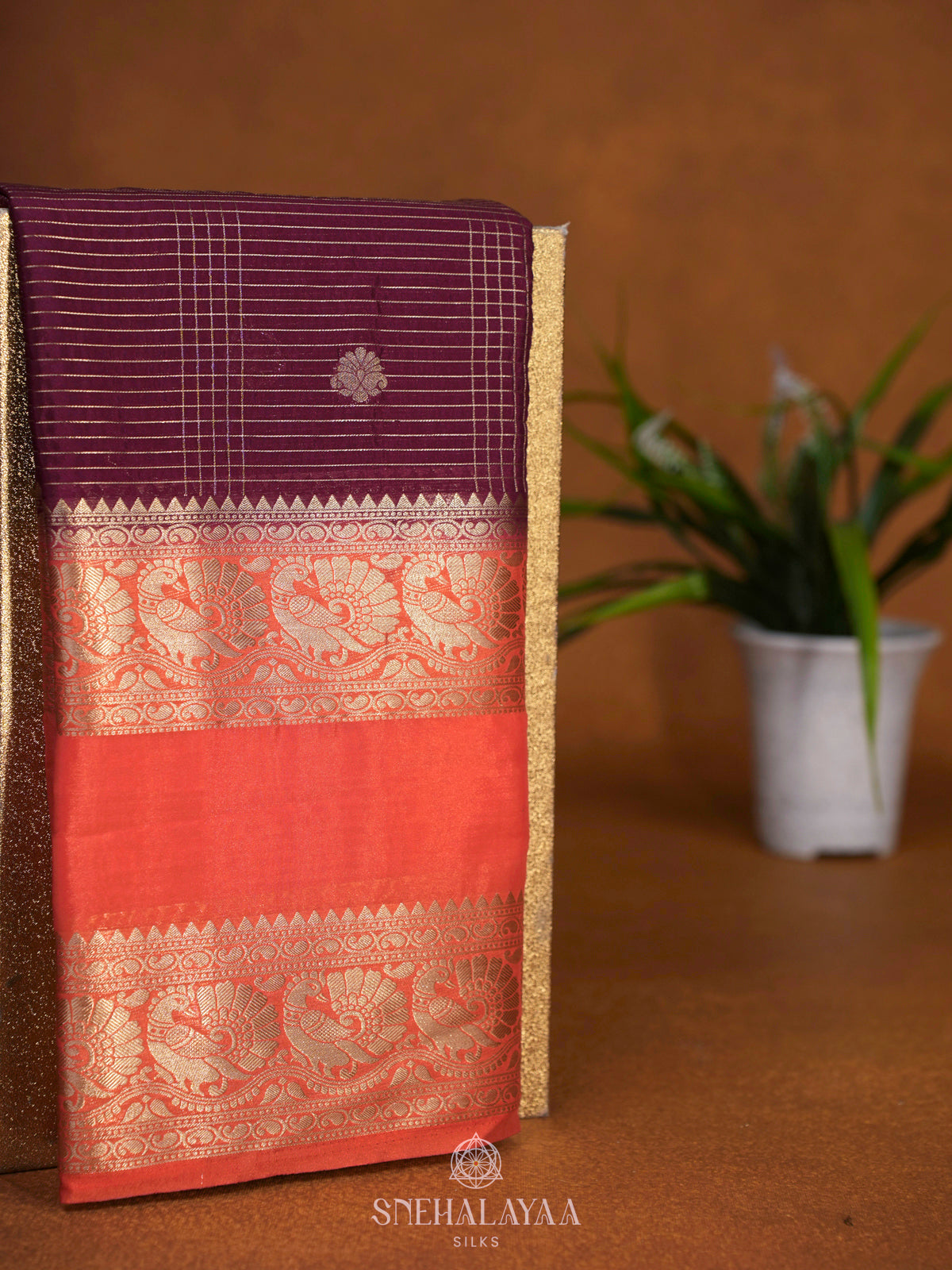 Maroon Mysore Silk Saree