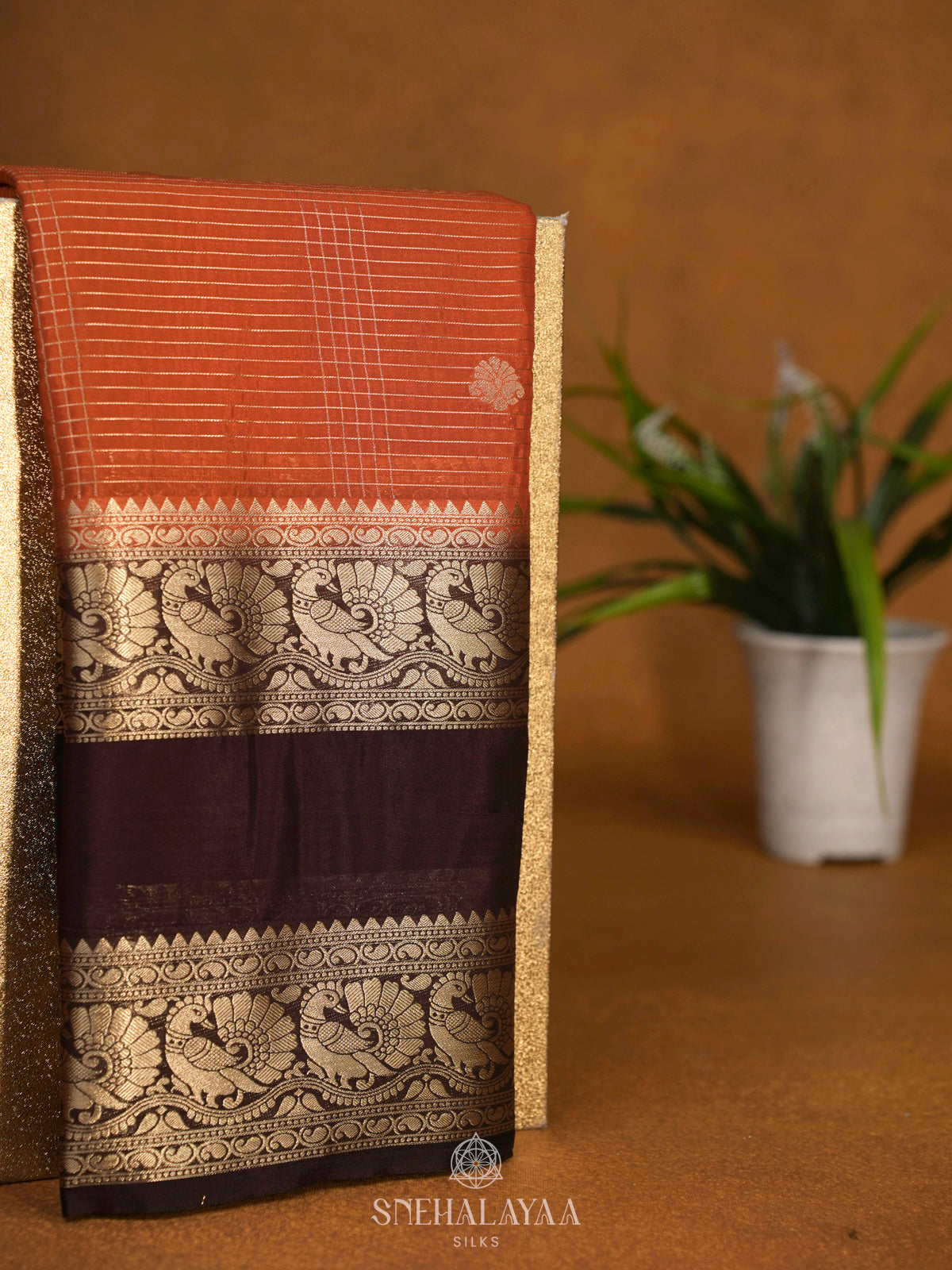 Orange Mysore Silk Saree
