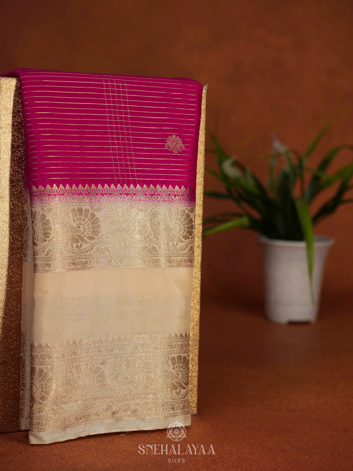 Cream Mysore Silk Saree