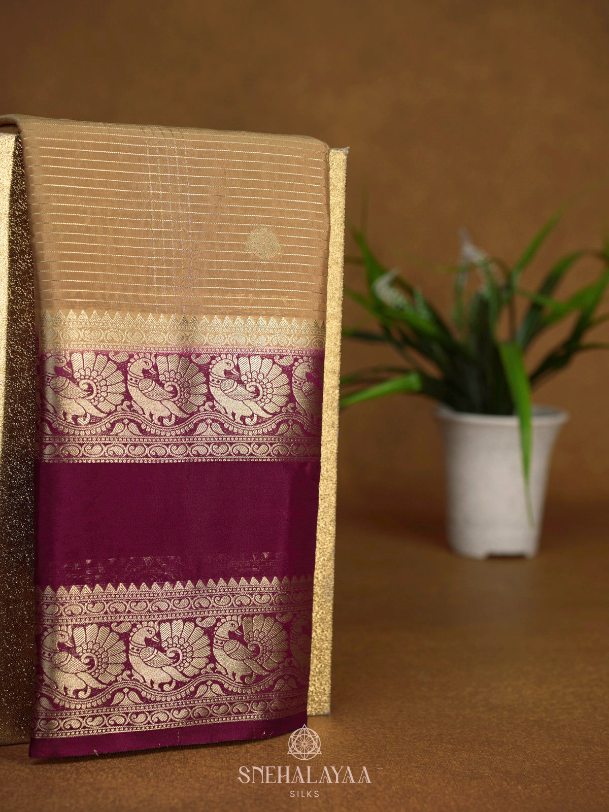 Cream Mysore Silk Saree