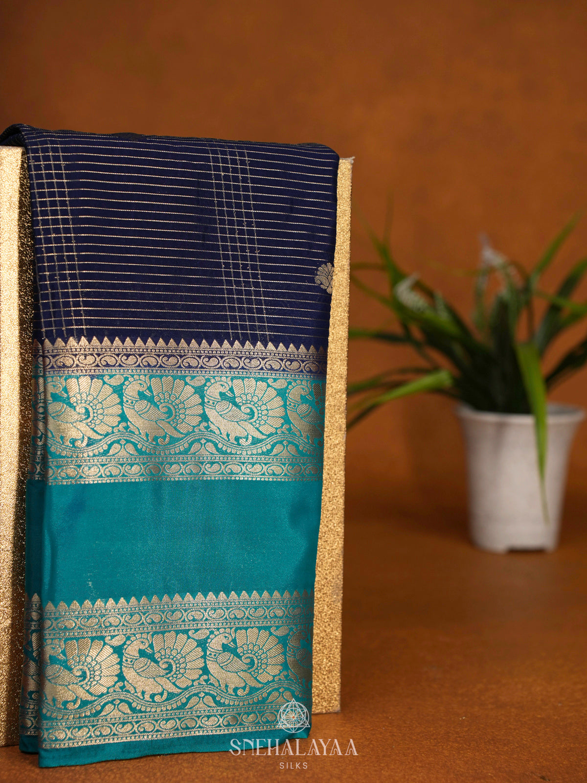 Navy Blue Mysore Silk Saree