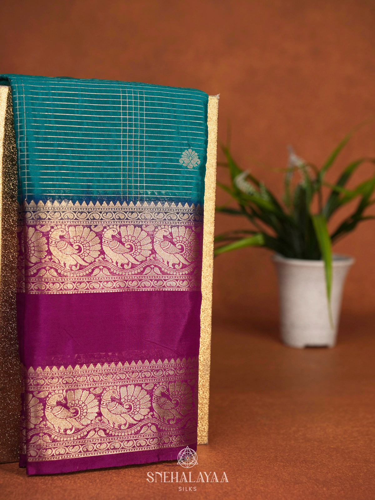 Teal Blue Mysore Silk Saree