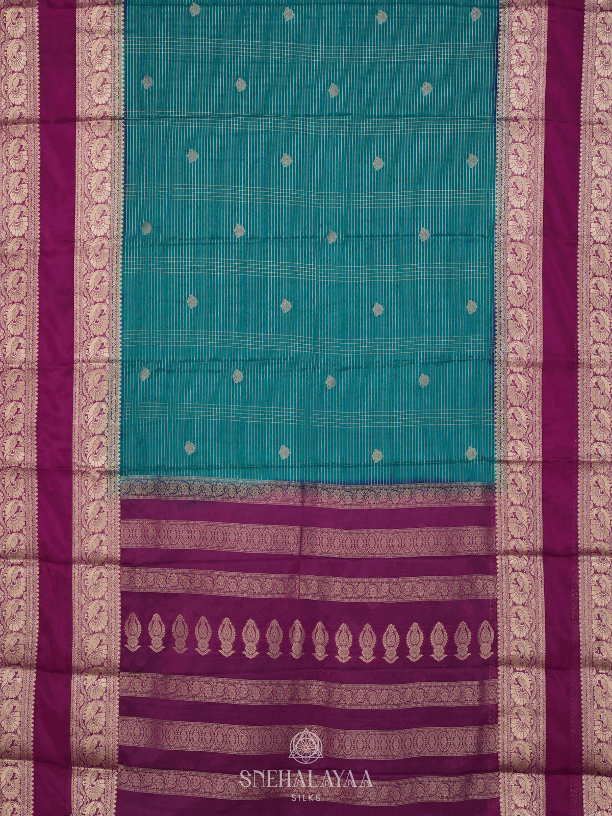 Teal Blue Mysore Silk Saree