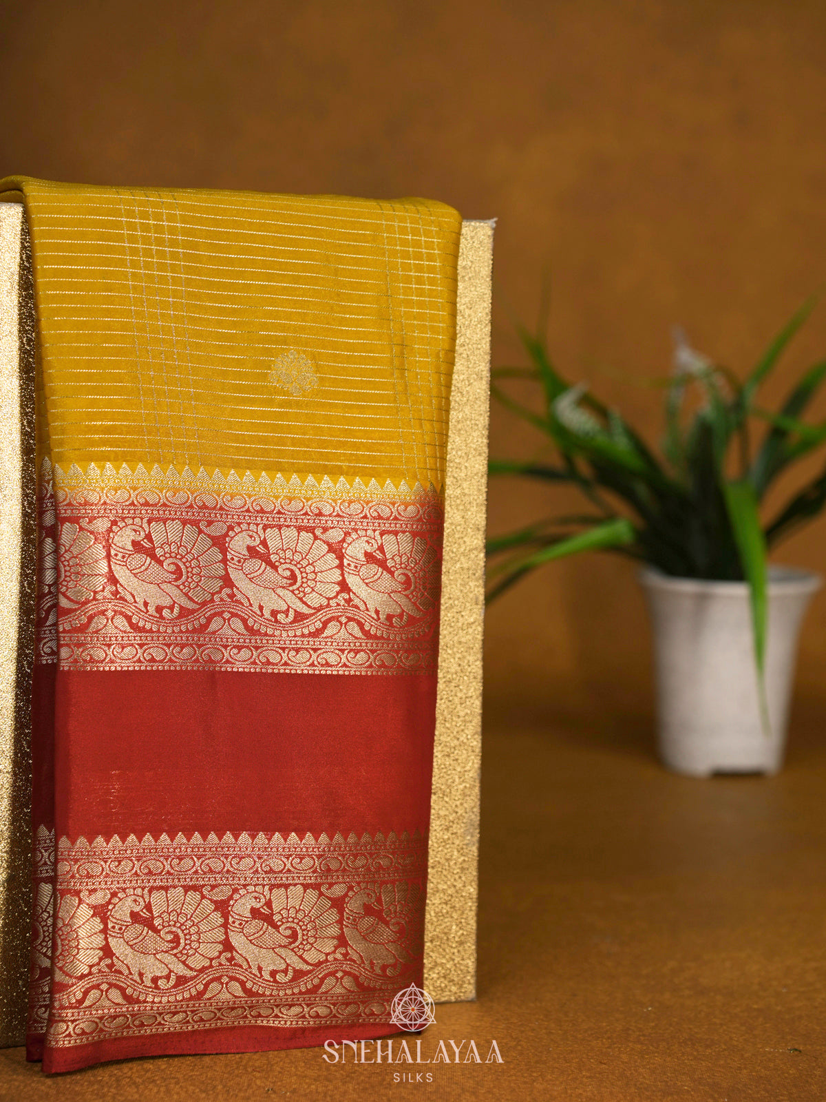 Yellow Mysore Silk Saree