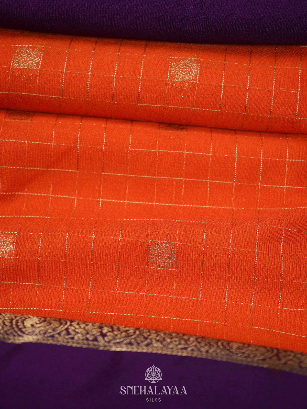 Rust Orange Mysore Silk Saree