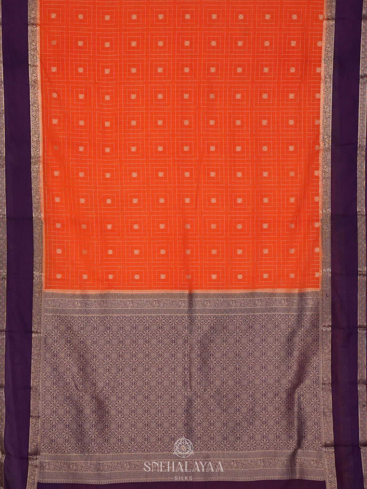 Rust Orange Mysore Silk Saree